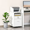 2 Drawer Filing Cabinet with Lock, Vertical File Cabinet with Wheels, Mobile Office Cabinet for A4, Letter Size, White