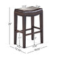 Set of 2 Contemporary Studded Counter Stools with Nailhead Accents Rubberwood Saddle Seat, 18.5" L x 12" W x 26" H, Brown