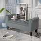 Button Tufted Storage Ottoman Bench, End of Bed Bench with Rolled Arms, Storage Chest for Living Room, Entryway, Grey
