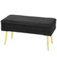 31" Velvet Storage Ottoman Bench with Steel Legs - Black