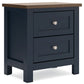 Landocken - Brown / Blue - Two Drawer Night Stand