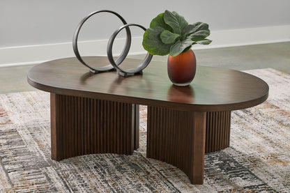 Korestone - Dark Brown - Oval Cocktail Table - Forward Furniture