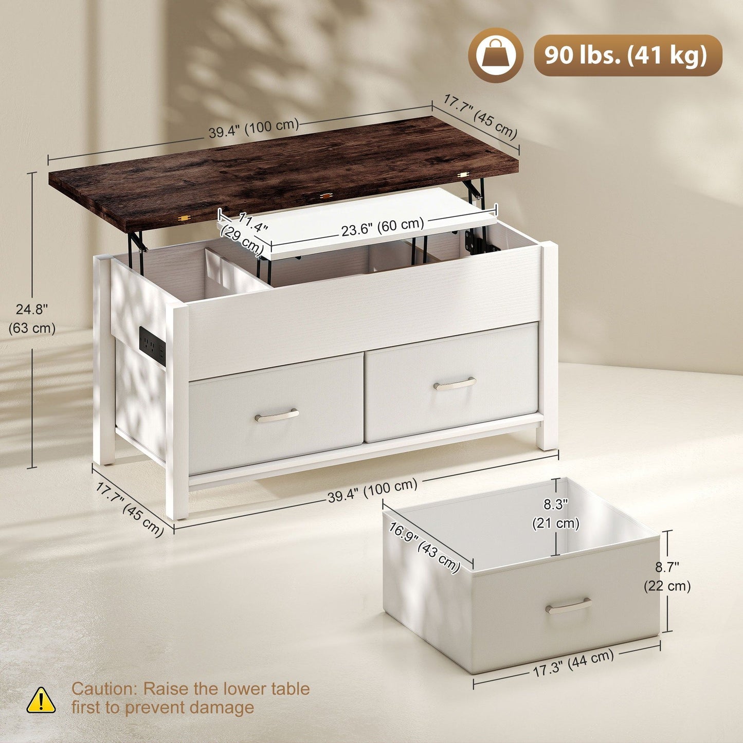 Lift Top Coffee Table with Charging Station