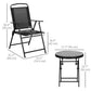 3 Pieces Bistro Set, Foldable Patio Furniture Set with Mesh Chairs, Glass Table for Garden, Balcony, Black