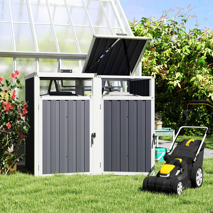 Galvanized Garbage Bin Shed with Openable Lid