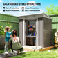 6' x 4' Outdoor Storage Shed, Metal Garden Tool Storage House Organizer with Lockable Sliding Doors and Vents for Backyard Patio Lawn, Light Grey