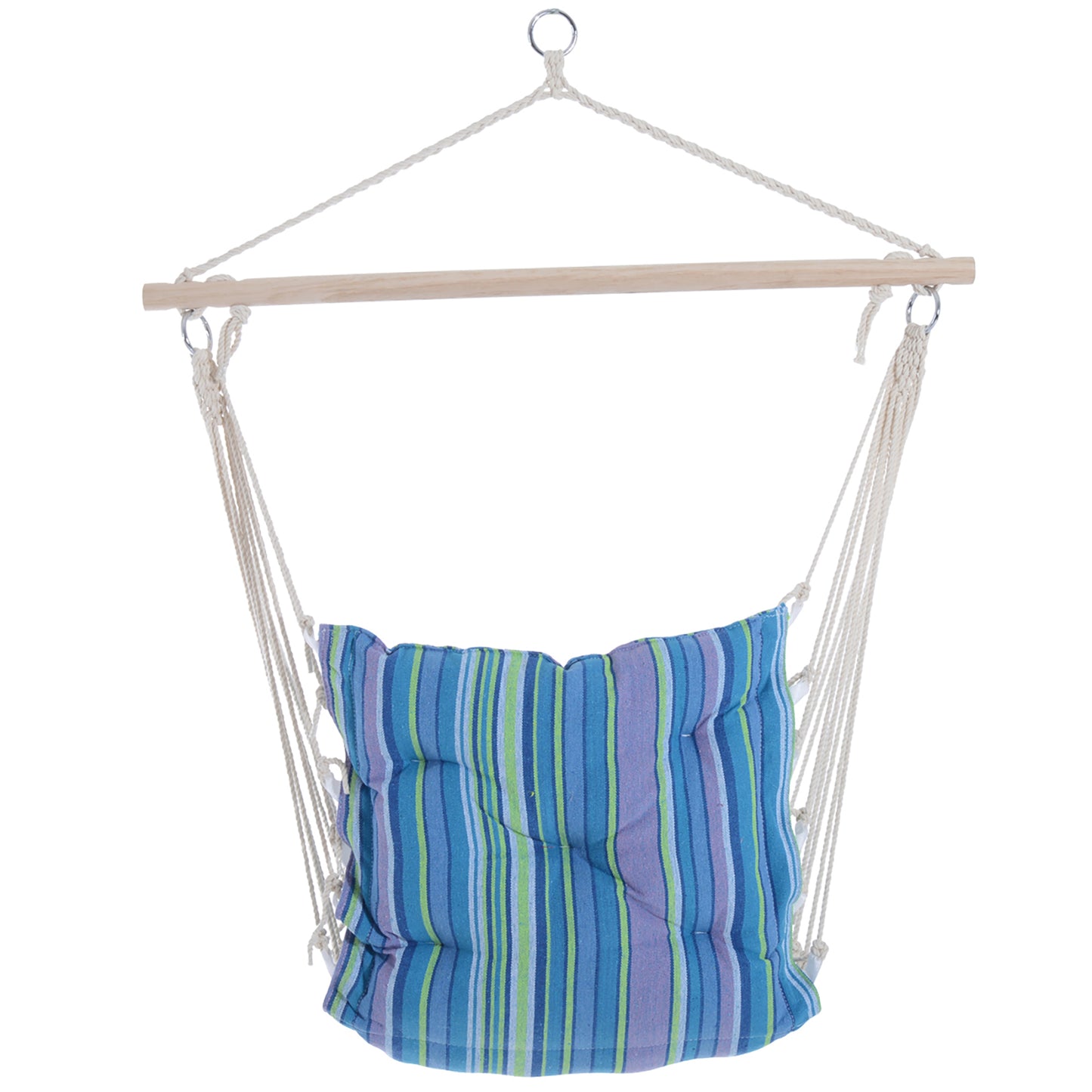 Portable Hanging Woven Hammock Seat Rope Swing Chair Sleeping Bed for Outdoor Garden Yard Camping Blue