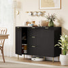 Modern Kitchen Storage Cabinet, Sideboard Buffet Cabinet w/ 3 Drawers and Adjustable Shelves for Kitchen Hallway, Black