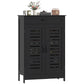 Shoe Cabinet with Louvered Doors, Modern Shoe Storage Cabinet with Drawer and Adjustable Shelves, Black