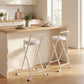 Foldable Bar Stools Set of 2, Folding Kitchen Chairs with PU Cushioned Seat, Footrest, White