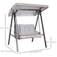 2-Seater Outdoor Porch Swing with Adjustable Canopy, Patio Swing Chair for Garden, Poolside, Backyard, Grey