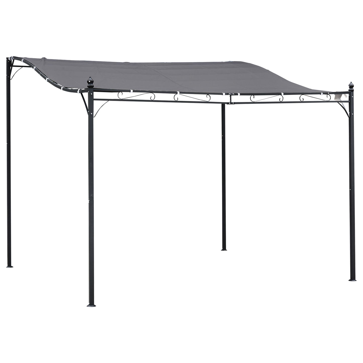 10'x10' Outdoor Pergola, Steel Gazebo Canopy, Portable Sun Shelter Door Porch Cover, Grey