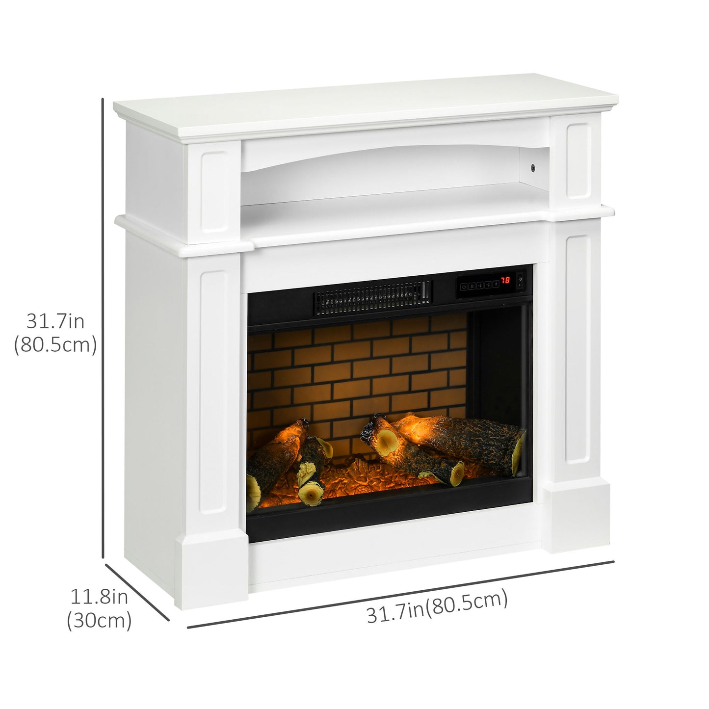 Electric Fireplace with Mantel, Freestanding Heater Corner Firebox with Remote Control, 700W/1400W, White