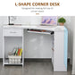 47" L-Shaped Desk with Keyboard Tray, Computer Corner Desk for Small Space with Shelves, Drawer, CPU Stand, Home Office Writing Table, White