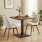 28" Square Dining Table, Modern Dining Room Table with Steel Base, Space Saving Small Kitchen Table, Walnut Wood Grain