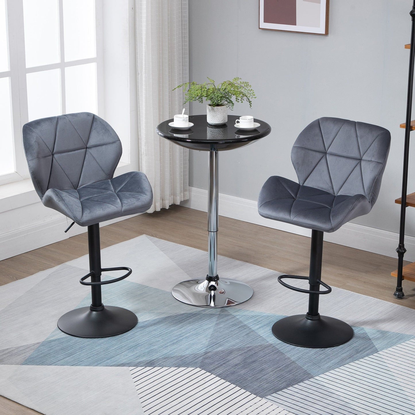 Adjustable Swivel Bar Stools Set of 2 - Grey