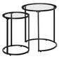 Set of 2 Round Nesting Coffee Tables with Glass Top - Black