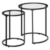 Set of 2 Round Nesting Coffee Tables with Glass Top - Black