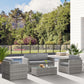 4 Pieces Patio Wicker Sofa Set, Outdoor PE Rattan Extra Wide Seat Conversation Furniture w/ Tempered Glass Table-top & Thick Padded Cushion for Garden, Backyard, Lawn, Mixed Grey