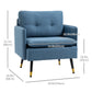 Accent Chair, Upholstered Armchair with Tufted Back Cushion and Steel Legs for Living Room, Bedroom, Blue