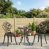 3 Pieces Aluminum Bistro Set, Bistro Table Set Outdoor Patio Furniture with Umbrella Hole, Patio Table and Chairs with Floral Patterns for Garden, Balcony, Porch, Bronze
