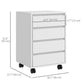 4-Drawer Vertical Filing Cabinet with Wheels - White
