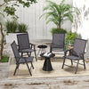 4-Piece Folding Chair Set for Relaxing on Patio Balcony Garden, Comfortable Outdoor Furniture with Armrests, Dark Grey