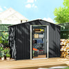 8' x 6' Outdoor Storage Shed, Metal Garden Tool Storage House with Lockable Sliding Doors and Vents for Backyard Patio Lawn, Charcoal Grey
