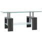 2-Tier Glass Coffee Table with Storage - Grey