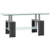 2-Tier Glass Coffee Table with Storage - Grey