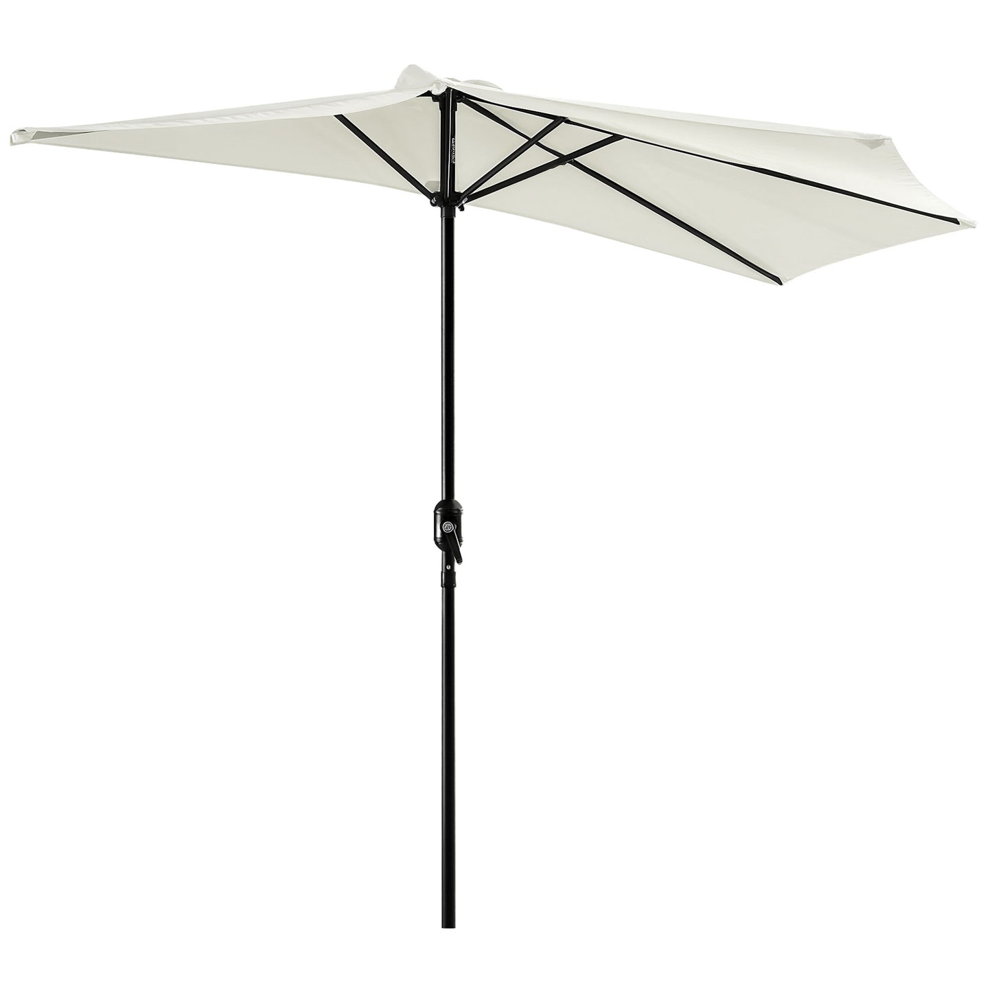 9ft Half Patio Umbrella Round Balcony Umbrella Waterproof Window Sun Shade w/ 5 Ribs Beige