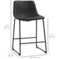 Counter Height Bar Stools Set of 2, Vintage PU Leather Bar Chairs, Kitchen Stool with Footrest, Dark Brown