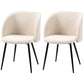 Sherpa Dining Chairs Set of 2 with Steel Legs - Cream White