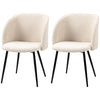 Sherpa Dining Chairs Set of 2 with Steel Legs - Cream White