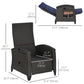 Outdoor Recliner Chair with Adjustable Backrest, Cushion, Side Tray, Blue