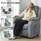 Massage Recliner Chair with Quiet Brushless Motor Pet-Friendly Fabric Power Recliner with 2 Memory Positions Grey