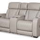 Boyington - Power Reclining Loveseat with Console/Adj Hdrst - Gray