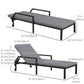 Wicker Chaise Lounger with 5-Level Adjustable Backrest, Light Grey