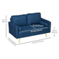 56" Loveseat Sofa for Bedroom Upholstered 2 Seater Couch with Back Cushions and Pillows, Blue