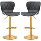 Counter Height Bar Stools Set of 2, Adjustable Height Bar Chairs with Swivel Seat, PU Leather Upholstery