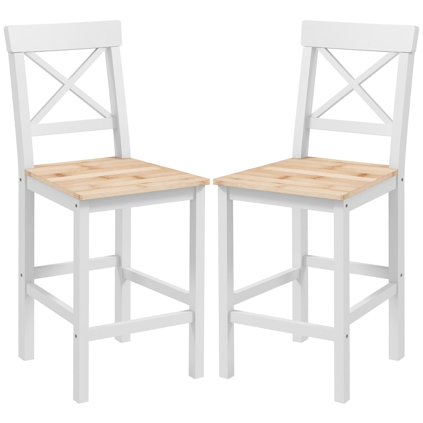 Counter Height Stools Set of 2, Farmhouse Bar Stools with Backs, Solid Wood Counter Stools for Kitchen Island