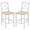 Counter Height Stools Set of 2, Farmhouse Bar Stools with Backs, Solid Wood Counter Stools for Kitchen Island