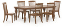 7 Pc. Table, 6 Brown Chairs