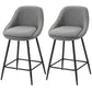 26" Counter Height Barstools Set of 2, Upholstered Swivel Bar Stools with Backrests and Armrests, Dark Grey