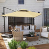 Square Cantilever Patio Umbrella, Double Top Patio Hanging Offset Umbrella with Crank & Tilt, 8' x 9', khaki