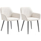 Dining Chairs Set of 2, Upholstered Linen Fabric Accent Chairs with Metal Legs, Beige