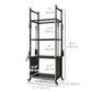 4-Tier Outdoor Indoor Firewood Rack with Wheels and 4 Tools, Powder-Coated Steel Wood Storage Rack Log Holder