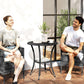 Outdoor Rattan Dining Table, Patio Wicker Round Coffee Table with 2-Tier Storage Shelf, Black