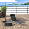 Folding Lounge Chair, Patio Lounger with Headrest, 5-Level Adjustable Backrest, and Aluminum Frame, Black