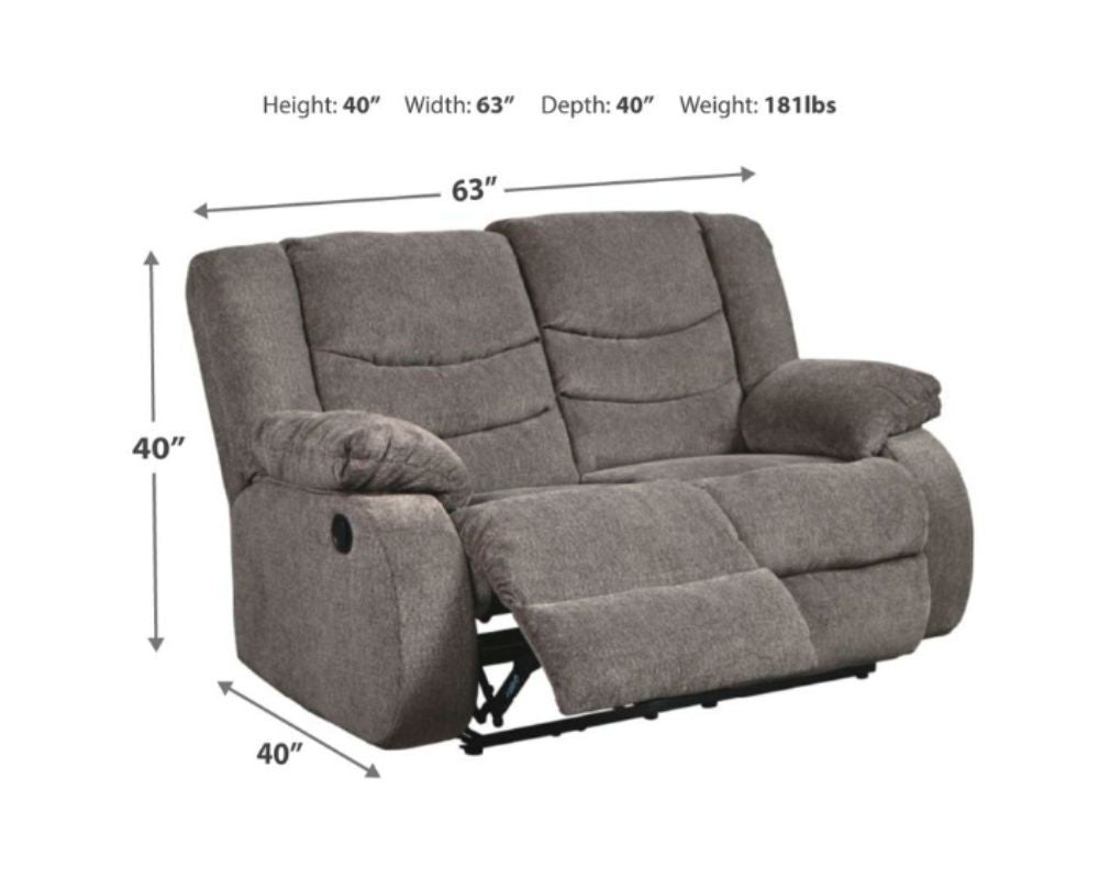 Tulen - Dark Gray - Reclining Loveseat